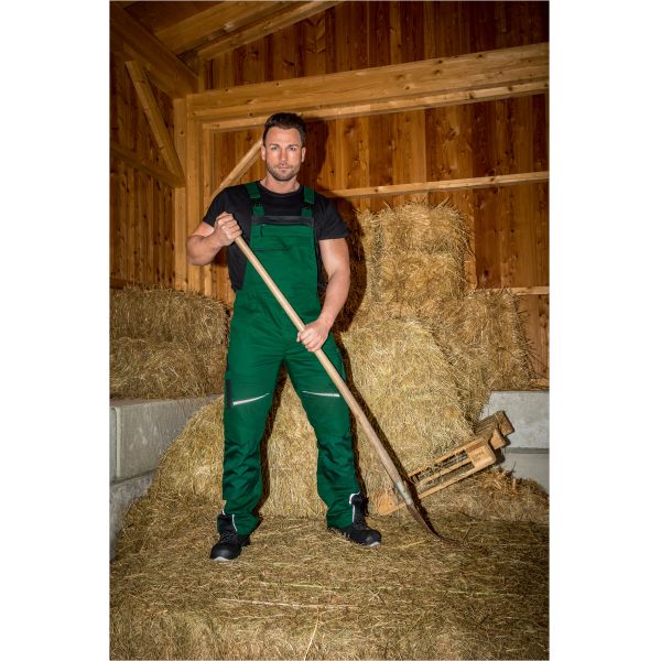 Latzhose mit Knietaschen Leibwächter Flex Line Grün/Schwarz