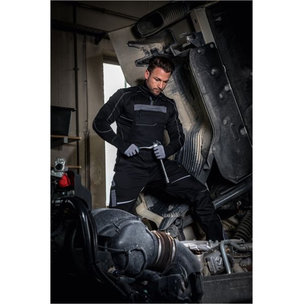 Latzhose mit Knietaschen Leibwächter Flex Line Schwarz