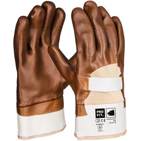 12 Paar Golden Sand Vinyl-Handschuh, braun, gesandet