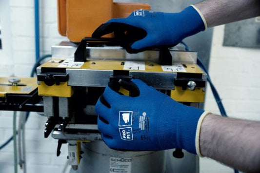 12 Paar Polymer-p Montagehandschuh, "Prime", blau/schwarz