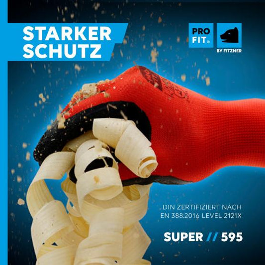 12 Paar Latex Handschuh, "Super", rot/schwarz, Strickbund