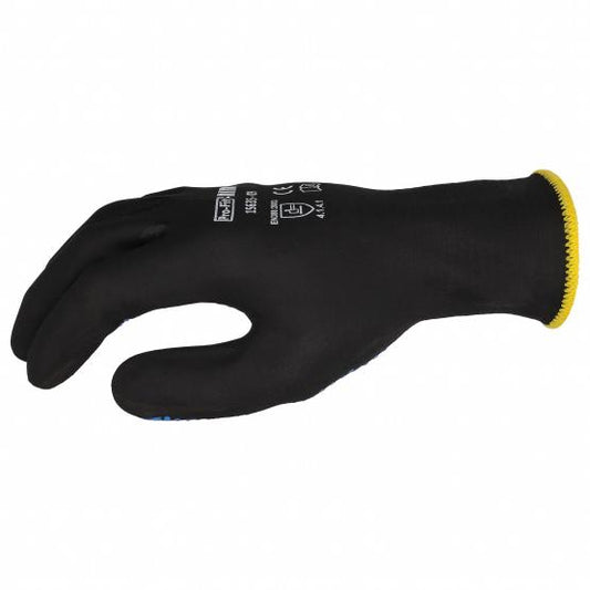 12 Paar Nitril Handschuhe, "Air", schwarz/blau, vollgetaucht, Noppen