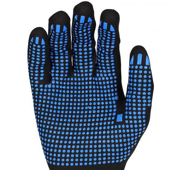 12 Paar Nitril Handschuhe, "Air", schwarz/blau, vollgetaucht, Noppen