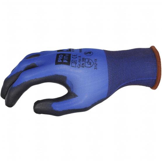 12 Paar PU Handschuh "Perfect Lite", blau/schwarz, Touch-screen