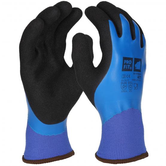 6 Paar Winter Arbeitshandschuhe "Absolut Cool", Latex, blau/schwarz