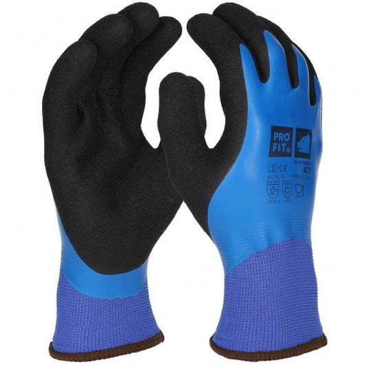 6 Paar Winter Arbeitshandschuhe "Absolut Cool", Latex, blau/schwarz