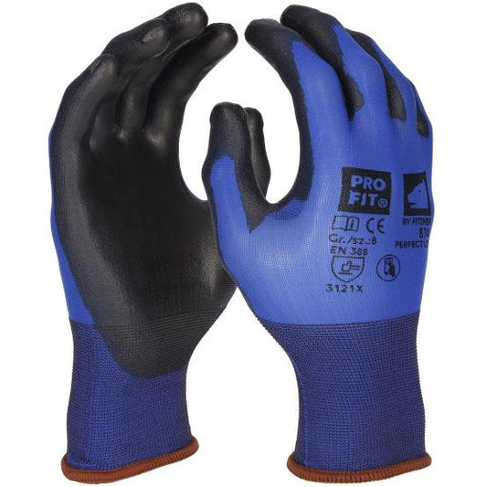 12 Paar PU Handschuh "Perfect Lite", blau/schwarz, Touch-screen