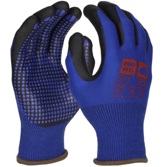 144 Paar Nitril Handschuhe "Hit Therm", blau/schwarz, Noppen