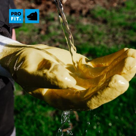 12 Paar Nitril Handschuhe, "Mega lite", gelb, 3/4 getaucht, Strickbund