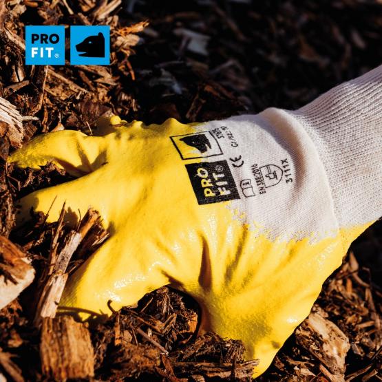 12 Paar Nitril Handschuhe, "Mega lite", gelb, 3/4 getaucht, Strickbund