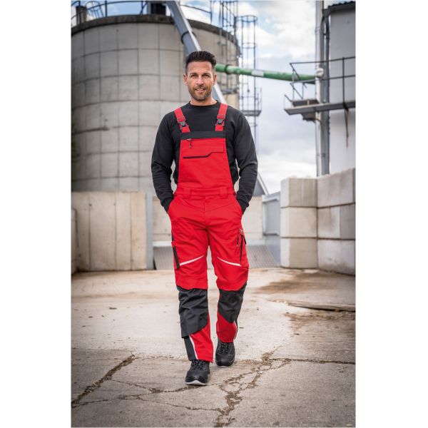 Latzhose mit Knietaschen Leibwächter Flex Line Rot