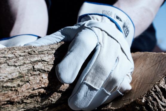 12 Paar Rindvoll Leder Arbeitshandschuhe, "Odin", natur