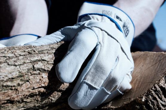 12 Paar Rindvoll Leder Arbeitshandschuhe, "Odin", natur