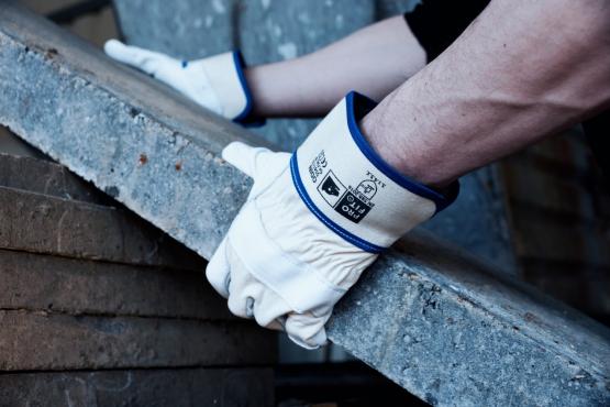 12 Paar Rindvoll Leder Arbeitshandschuhe, "Odin", natur