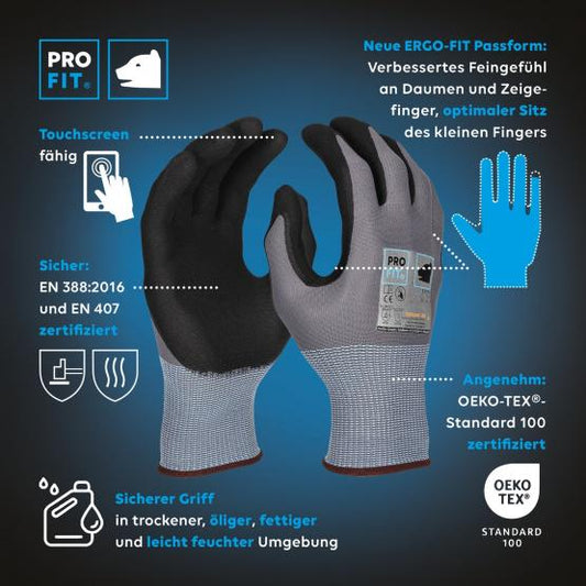 12 Paar Nitril Handschuhe "Extra", Nitrilschaum, grau/schwarz