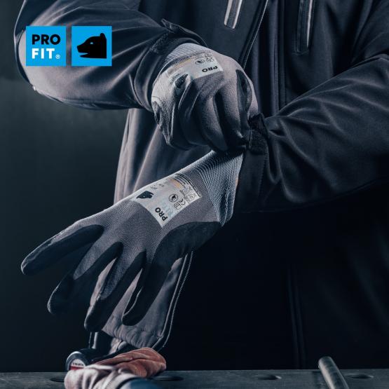 12 Paar Nitril Handschuhe "Extra", Nitrilschaum, grau/schwarz