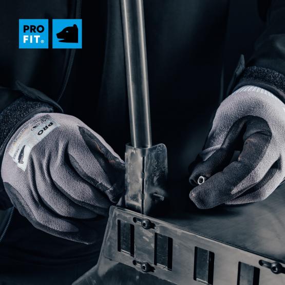 12 Paar Nitril Handschuhe "Extra", Nitrilschaum, grau/schwarz