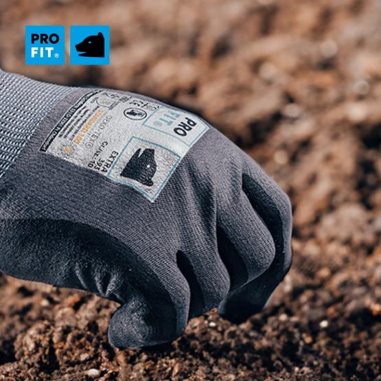 12 Paar Nitril Handschuhe "Extra", Nitrilschaum, grau/schwarz