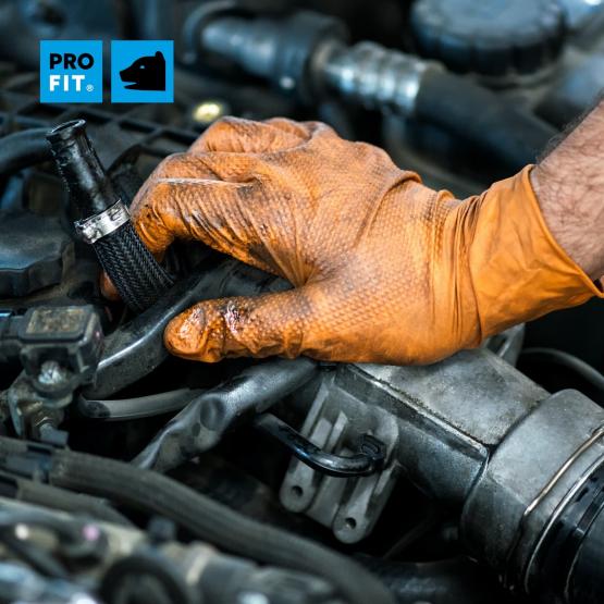 500 Stück Premium Nitril- Einweghandschuh Diamant Muster ORANGE PROFIT Diamant 10 Boxen a 50 St.