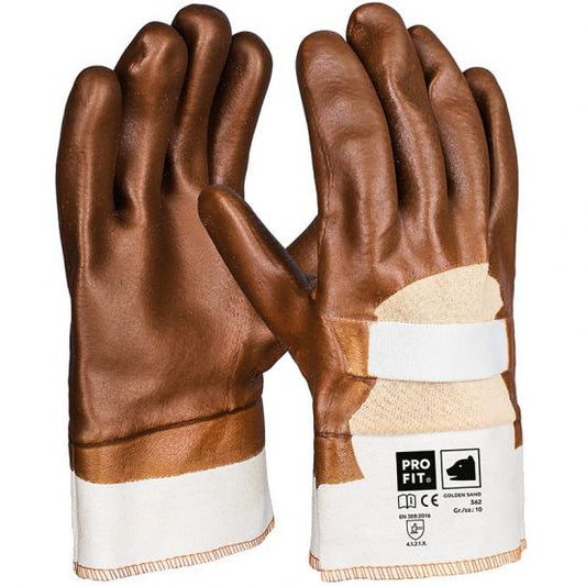 12 Paar Golden Sand Vinyl-Handschuh, braun, gesandet