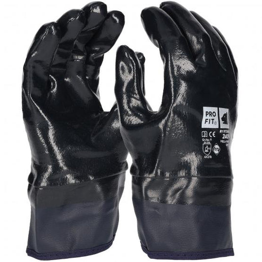 12 Paar Nitril Handschuhe, "ozean plus", blau, vollgetaucht, Stulpe