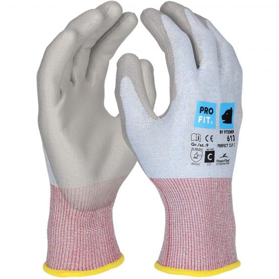 12 Paar PU Schnittschutzhandschuh "Perfect Cut C", hellblau/grau