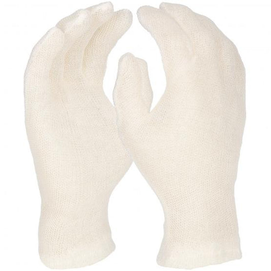 12 Paar Baumwollhandschuhe, Trikot, natur, Standard, gesäumt