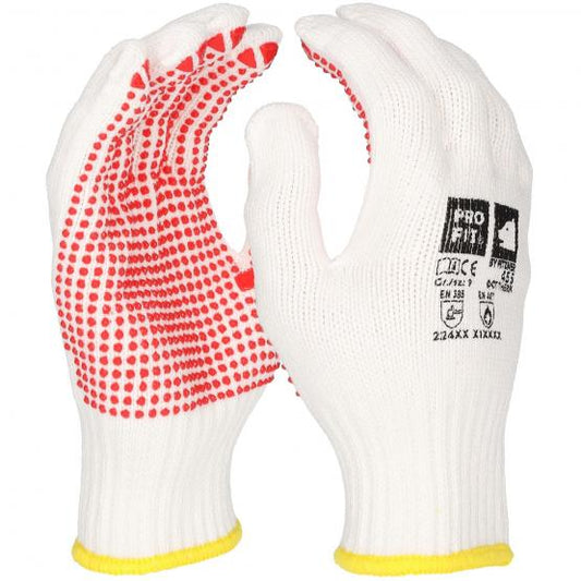 6 Paar Hitzeschutzhandschuh "Dot therm", doppelstrick, weiß, Noppen